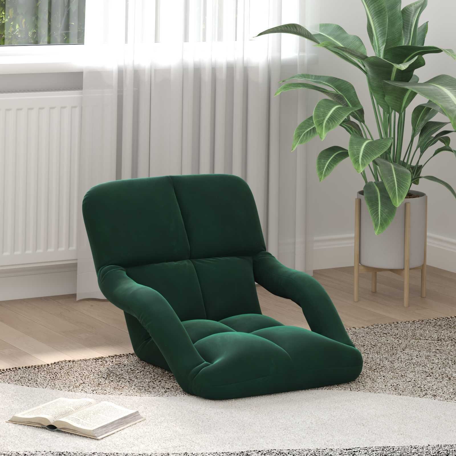 vidaXL vidaXL Krzesło na podłogę Ciemna zieleń 58 x 62 x 58 cm Aksamit