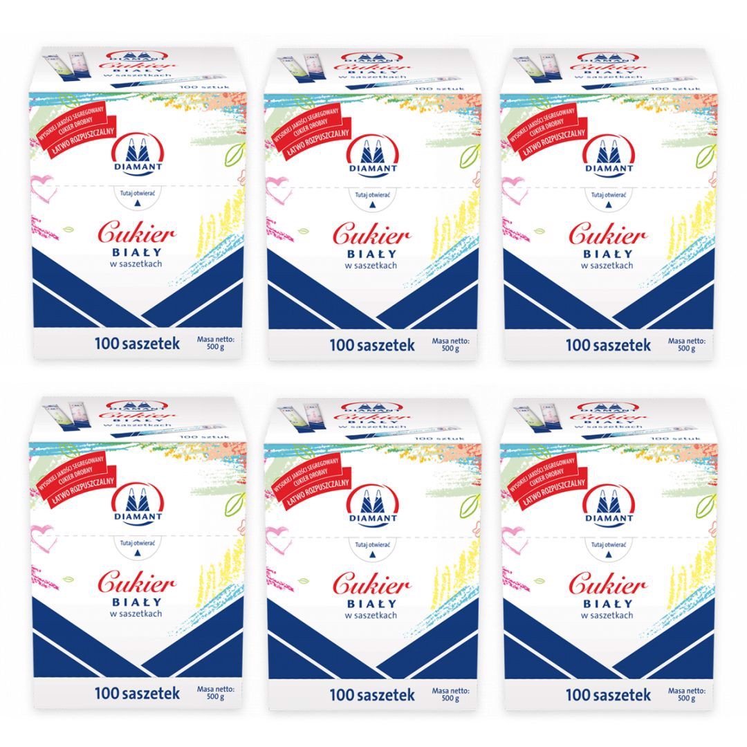 Diamant Cukier biały w saszetkach 500 g (100 saszetek) x 6 sztuk