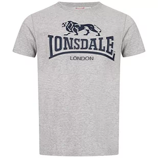 Lonsdale Męski T-shirt Kingswood, Marl Grey/Dark Navy, S - Koszulki męskie - miniaturka - grafika 1