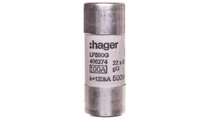 Hager Bezpiecznik cylindryczny 22x58 gG 100A LF590G - Bezpieczniki elektryczne - miniaturka - grafika 1