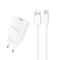 Ładowarki do telefonów - Ładowarka sieciowa Dudao A4EU USB-A 2.1A - biaa + kabel USB-A - USB-C - miniaturka - grafika 1