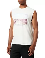 Koszulki męskie - Koton Męski tank top bez rękawów z nadrukiem Crew Neck Cotton, biały (000), S - miniaturka - grafika 1