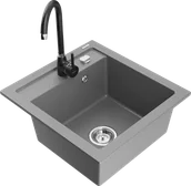 Zlewozmywaki z baterią - Mexen Vito zlewozmywak granitowy 1-komorowy z baterią kuchenną Telma, szary - 6503-71-670200-70 - miniaturka - grafika 1