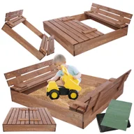 Place zabaw - Piaskownica impregnowana 120x120 z ławeczkami AGRO PLANDEKA POKRYWA oparcie - miniaturka - grafika 1