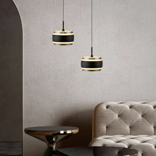 PURE Lampa wisząca Falling Rings, możliwość ściemniania, czarny, salon / jadalnia, metal, nowoczesny - Lampy sufitowe - miniaturka - grafika 1