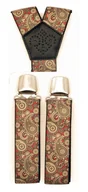 Dodatki do ubrań - Brązowo - czerwone szelki do spodni w paisley SZ181 - miniaturka - grafika 1