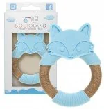 Gryzaki dla dzieci - Bocioland, Gryzak drewniano - silikonowy Lisek, niebieski - miniaturka - grafika 1