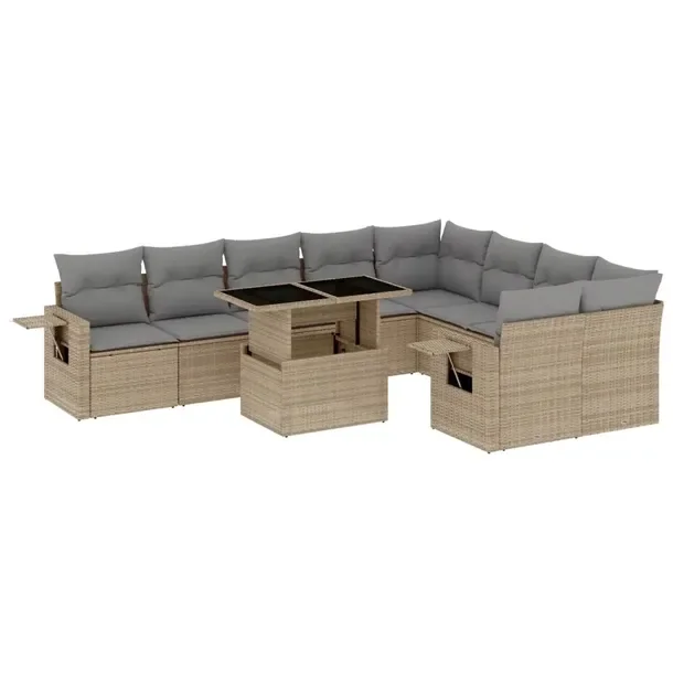 Zestaw mebli ogrodowych modułowych beżowych z rattanu PE 62 x 62 x 69 cm