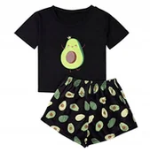 Piżamy damskie - PIŻAMA DAMSKA Dwuczęściowa AWOKADO Czarna Komplet SPODENKI rozmiar L - miniaturka - grafika 1