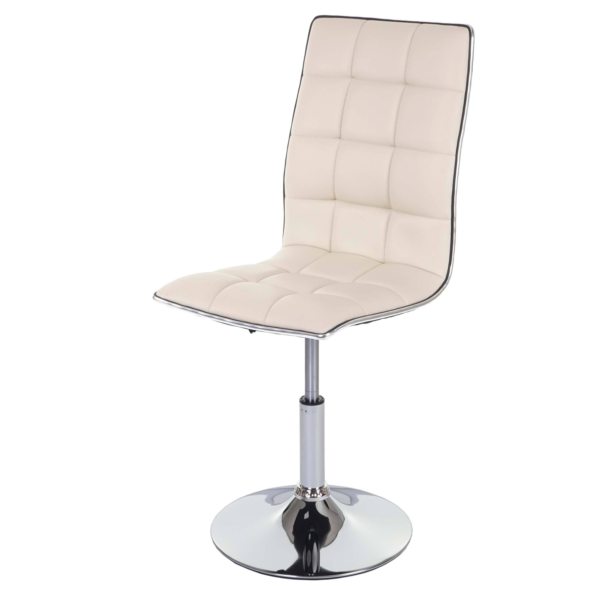 Krzesło do jadalni HWC-C41, krzesło kuchenne, obrotowe z regulacją wysokości, imitacja skóry ~ kremowy