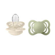 Smoczki uspokajające - Bibs Supreme, smoczek uspokajający, silikonowy, symetryczny, rozmiar 1, Ivory & Sage, od urodzenia, 2 sztuki - miniaturka - grafika 1