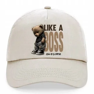 Czapka Beżowa Daszek Na Wiosnę LIKE A BOSS Wzory - Czapki i chusty sportowe męskie - miniaturka - grafika 1