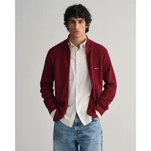 GANT Męski bawełniany kardigan z zamkiem błyskawicznym, Plumped Red, XL - Swetry męskie - miniaturka - grafika 1
