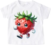 Koszulki dla dziewczynek - Koszulka z truskawką dla dziecka - miniaturka - grafika 1