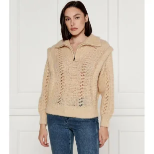 Ba&sh Wełniany sweter Oversize fit basic mesh - Swetry damskie - miniaturka - grafika 1