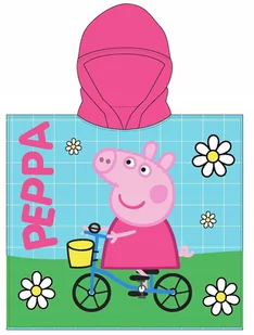 ŚWINKA PEPPA na rowerze ponczo poncho ręcznik szybkoschnący 55x110 - Okrycia kąpielowe dla dzieci - miniaturka - grafika 1
