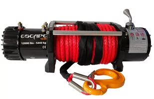 Wyciągarka Escape 12000 lbs 12.0x [5443kg] z liną syntetyczną 12V (lina: 10mm 28m czerwona 10400kg +hak) 8188001 - Wciągarki - miniaturka - grafika 1
