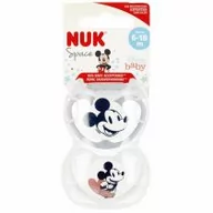 Smoczki uspokajające - Nuk Smoczek uspokajający silikonowy 6-18m Space Disney Miki popielaty 10176286 2 szt. - miniaturka - grafika 1