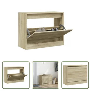 The Living Store szafka na buty dąb sonoma 80x34x63 cm materiał drewnopochodny - Szafki na buty The Living Store szafka na buty dąb sonoma 80x34x63 cm materiał drewnopochodny - Szafki na buty - miniaturka - grafika 1