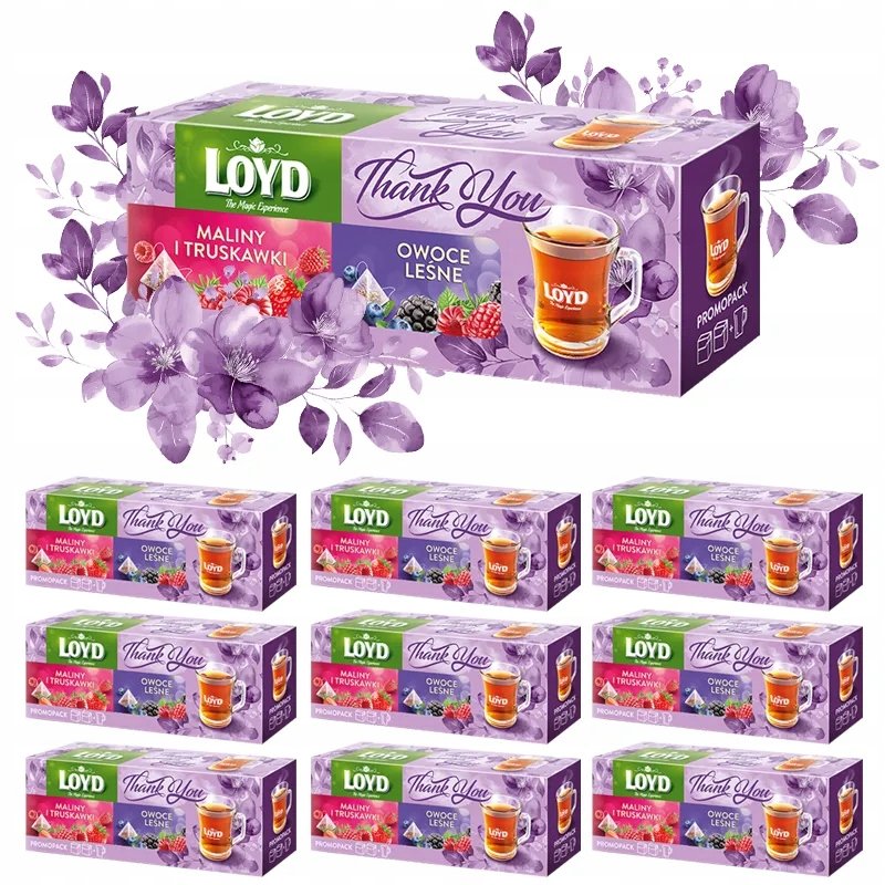 Zestaw Herbat Loyd MIX Smaków Szklanka x 9 Sztuk