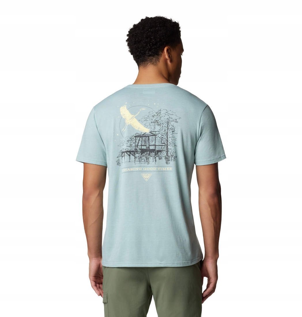Koszulka Columbia PFG Uncharted Graphic Tee - Crushed Blue Heather PFG L