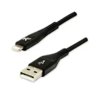 Kable USB - Kabel USB Logo USB-A - Lightning 2 m Czarny - miniaturka - grafika 1