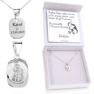 Biżuteria dla dzieci - Srebrny Naszyjnik Matka Boska Częstochowska Komunia Chrzest Grawer - miniaturka - grafika 1