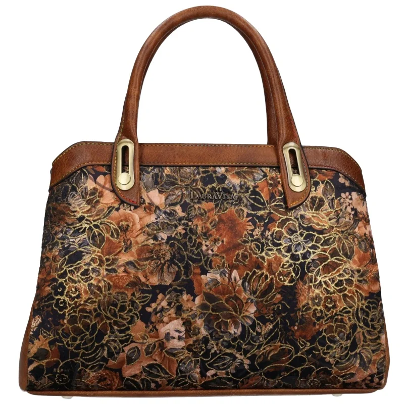 Laura Vita ARAMIS 11 ZC230104-Q CAMEL torebka damska brązowa w kwiaty