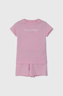 Calvin Klein Underwear piżama bawełniana dziecięca kolor różowy z nadrukiem - Piżamy dla dziewczynek - miniaturka - grafika 1