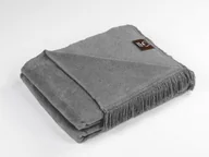 Koce - Koc bawełniany akrylowy 150x200 0293/42 popielaty asche narzuta pled wykończony frędzlami - miniaturka - grafika 1