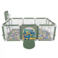 Łóżeczka i kojce - Selonis Boisko BO-100X z piłeczkami 6cm zielony: turkus-niebieski-żółty-transparent 180x122x62/200piłek Zabawka kojec - miniaturka - grafika 1