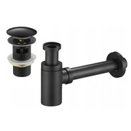 Korki do umywalek - Mexen półsyfon umywalkowy okrągły z korkiem klik-klak, z przelewem, czarny - miniaturka - grafika 1