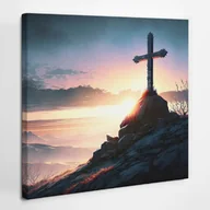 Ikony i obrazy sakralne - Krzyż na Golgocie Religijne - obraz polycanvas, 30x30 - miniaturka - grafika 1