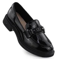 Mokasyny damskie - Skórzane półbuty damskie mokasyny lakierowane czarne Vinceza 39957 - miniaturka - grafika 1