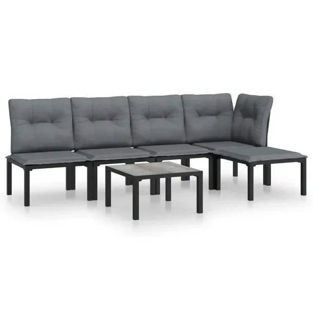 Modny zestaw wypoczynkowy do ogrodu czarny, rattan PE, wymiary: 62 x 62 x 6
