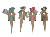 Wielkanoc - Piekna Drewniana ozdoba do kwiatków, Domek Ptaszek - miniaturka - grafika 1
