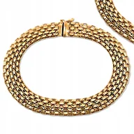 Bransoletki - Bransoletka złota łańcuszkowa szeroki bismarck elegancki splot 14kt - miniaturka - grafika 1