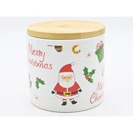 Pojemniki kuchenne - Pojemnik ceramiczny z dekorem Merry Christmas 400 ml 10 x 10 x 10 cm biały - miniaturka - grafika 1