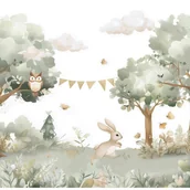 Fototapety - Fototapeta Dla Dzieci Chłopca Dziewczynki Las Zwierzęta 400x280 cm Tapeta Do Sypialni Salonu Kuchni Na Flizelinie - miniaturka - grafika 1