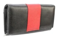 Portfele - Portfel Damski PolskaGalanteria Z Wstawką Długi Suwak Skóra Naturalna CZARNY WZÓR I D14-WST - miniaturka - grafika 1