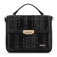 Torebki damskie - Damska torebka crossbody z tkaniny bouclé czarna - miniaturka - grafika 1