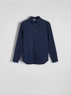 Koszule męskie - Reserved - Bawełniana koszula slim fit - granatowy - miniaturka - grafika 1