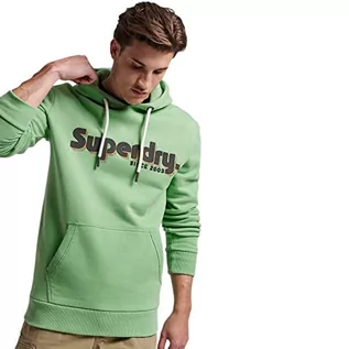 Bluzy męskie - Superdry Terrain Logo Classic Hoodie Bluza męska, Miękkie zielone, S - grafika 1