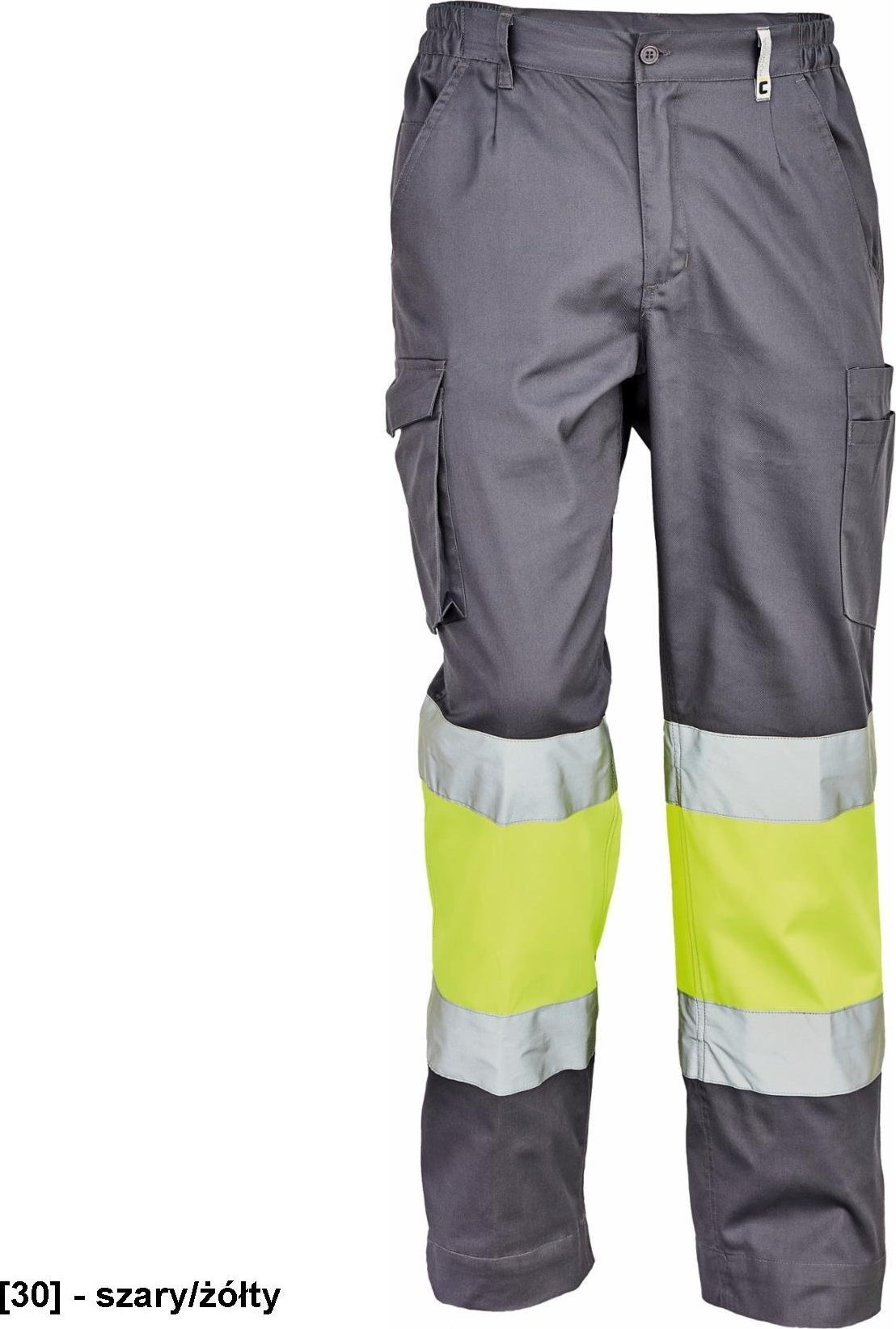 CERVA BILBAO HV spodnie robocze łączone z częścią Hi-Vis i taśmami odblaskowymi - szary/żółty 60