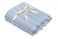 Koce i narzuty dla dzieci - Kocyk bambusowy 80x100 feather baby blue my memi - miniaturka - grafika 1