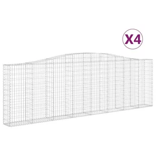 VIDAXL Kosze gabionowe, 4 szt, 400x30x120/140 cm, galwanizowane żelazo - Ogrodzenia - miniaturka - grafika 3