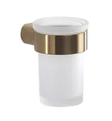 Wieszaki łazienkowe - Sapho Gedy Pirenei - Szkło na pędzle i pastę z uchwytem, szkło mleczne/złoto matowe PI1088 - miniaturka - grafika 1