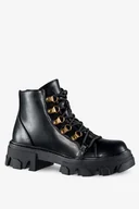 Botki damskie - Czarne botki workery damskie sznurowane Casu G22WX2-B-N-37 - miniaturka - grafika 1