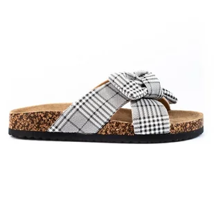 Damskie klapki w kratkę Vinceza białe - Klapki i japonki damskie - miniaturka - grafika 1