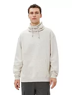 Bluzy męskie - Koton Męska bluza oversize Shawl Collar Kangaroo Pocket Detail, 031 (szary), L - miniaturka - grafika 1